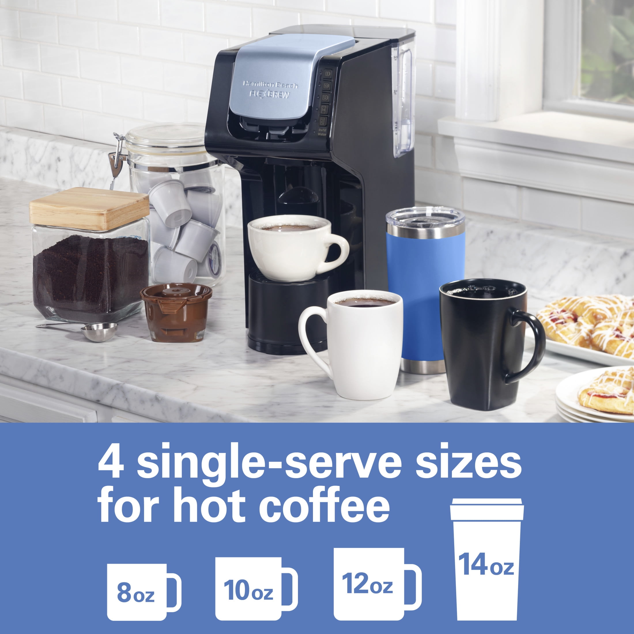 Hamilton Beach FlexBrew Single Serve Coffee Maker, Iced & Hot Coffee Brewer with Removable 50 oz Water Reservoir, Black