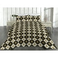 thumbnail image 2 of Ambesonne Fleur de Lis Quilted Bedspread Set 3 Pcs, Medieval Leaf Motif, Twin, Black White Dark Mustard, 2 of 4