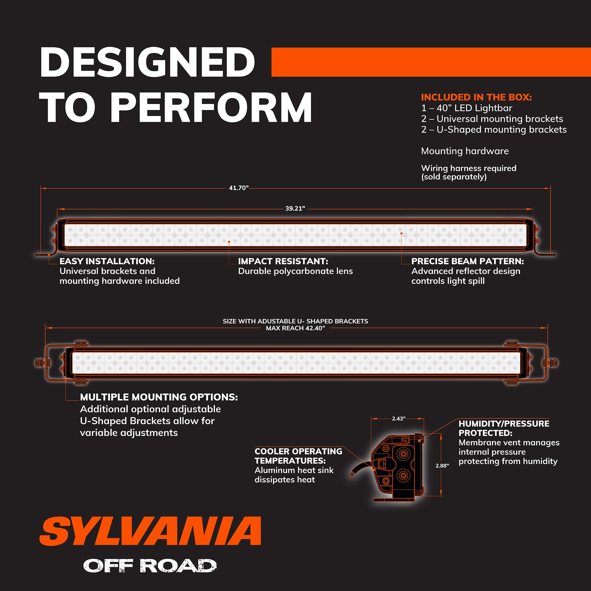 SYLVANIA Ultra 40 Inch LED Light Bar | LIFETIME Limited Warranty | Combo Light 15120 Raw Lumens | Waterproof Off Road Driving Work Light, Truck, Tractor, Boat, ATV, UTV, SUV, 4x4