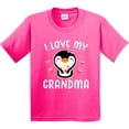 thumbnail image 3 of Inktastic I Love My Grandma with Cute Penguin and Hearts Youth T-Shirt, 3 of 5