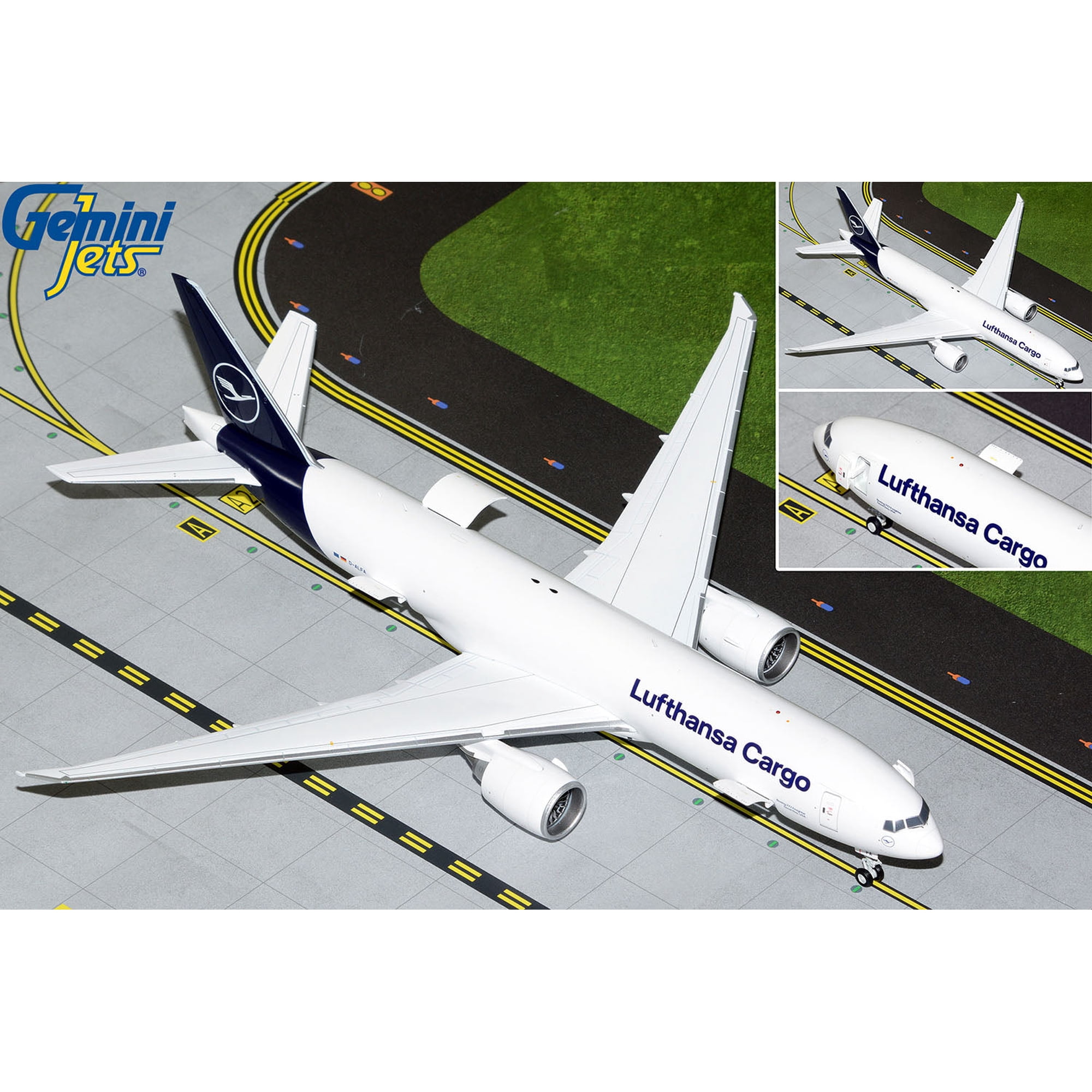 Boeing 777F Commercial Aircraft "Lufthansa Cargo" White with Blue Tail "Gemini 200 - Interactive" Series 1 200 Diecast Model Airplane by GeminiJets