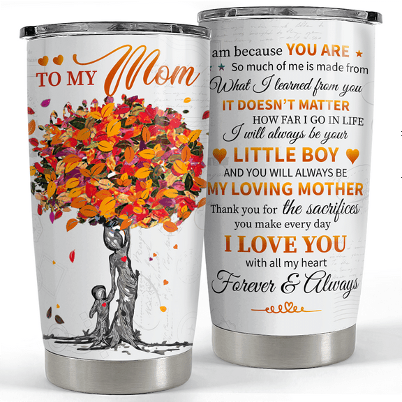 SANDJEST Mom Tumbler Christmas Gifts for from Son - To My 20oz Stainless Steel Double-walled Vacuum Insulated Coffee Travel Mug Awesome Mother's Day, Birthday Tumblers Idea Moms