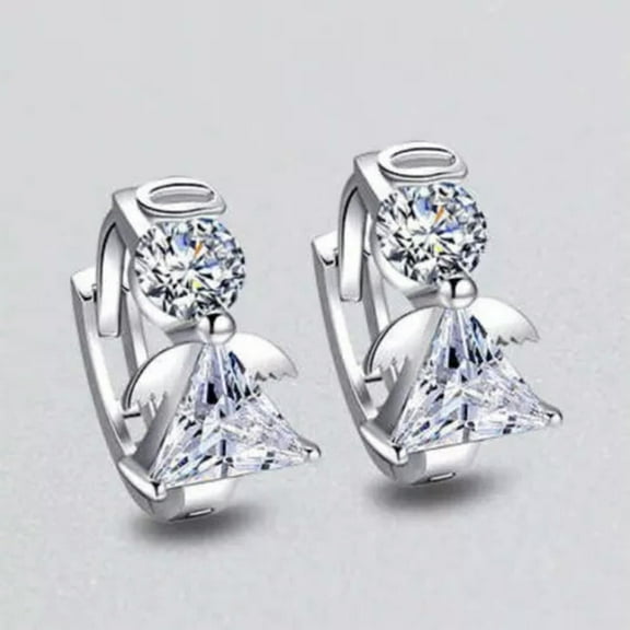 Angels Shape Hoop Earring Cute 925 Silver Women Jewelry Cubic Zircon Earring