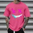 thumbnail image 2 of FINALGANG Mens Short Sleeve TShirts With Fashion Casual Smile Graphic Crewneck Loose Fit Tees For Streetwear Daily Casual Wear Pink XL, 2 of 4
