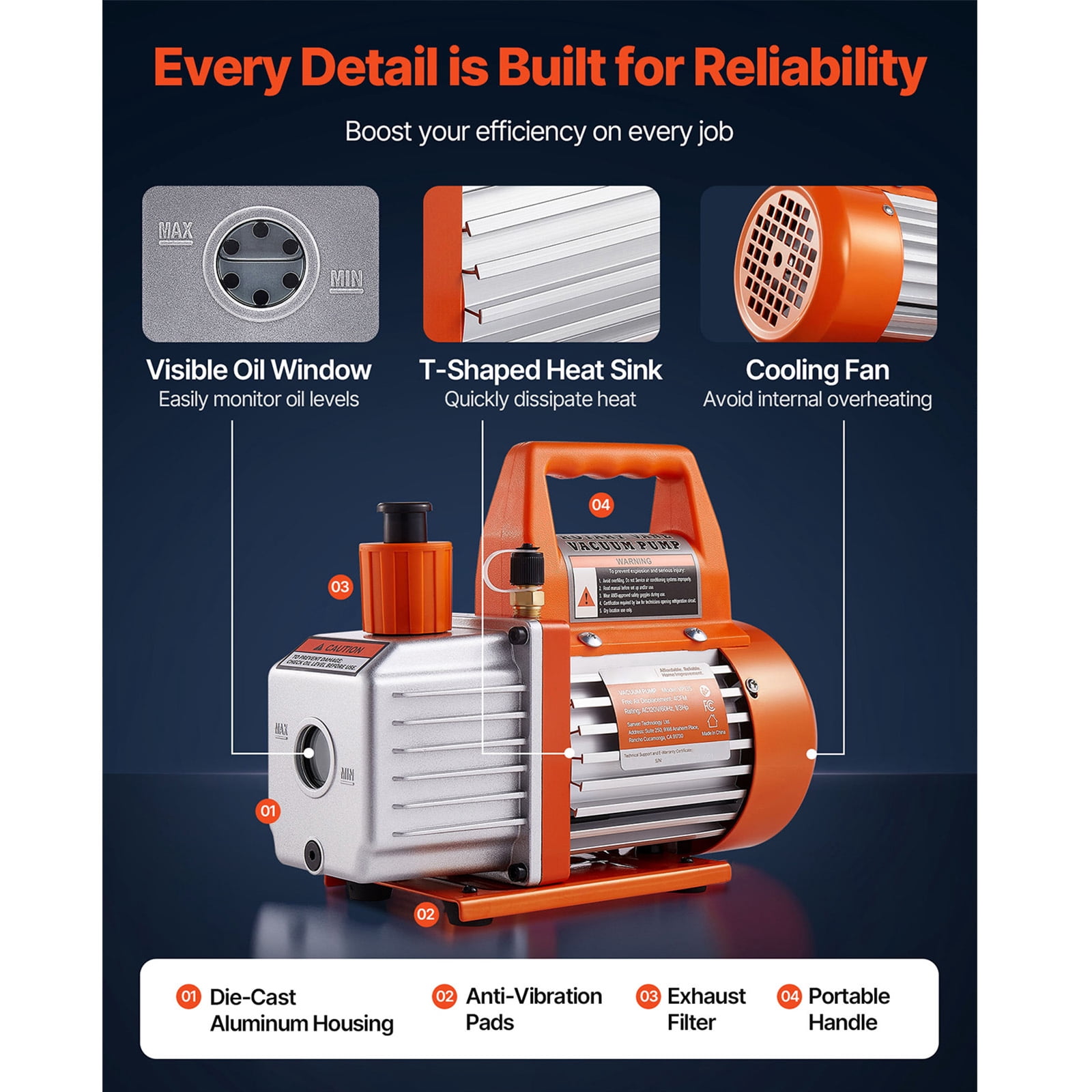 KFFKFF 4 CFM AC Vacuum Pump and Gauge Kit, 1/3 HP Single Stage Rotary Vane HVAC Pump, A/C Refrigerant Manifold Set with Leak Detector and Carry Bag, Compatible with R134a R22 R410a Refrigerants