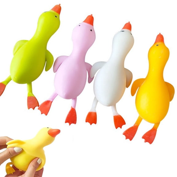 CCWADH 4Pcs Stretchy Duck Squeeze Toys, Squi|shy Stress Relief Toys for Adults, Squi|shy Fidget Toys, Party Favors,Birthday Gifts,Christmas,Easter Egg - Random Color