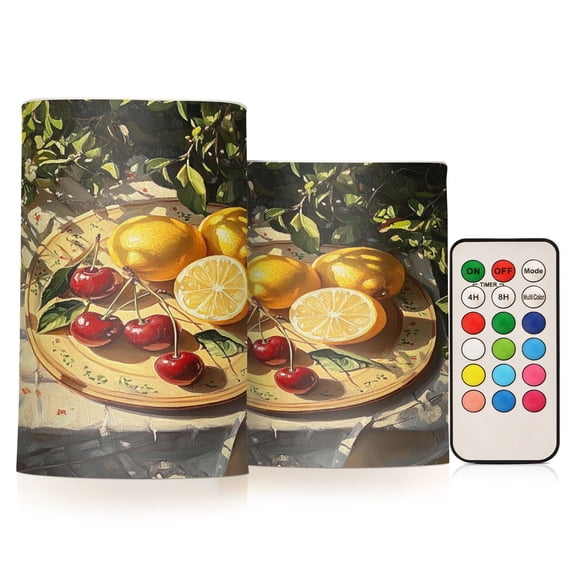 BZSMCE Flameless Candles LED Lights Sun Lemon Painting Creativity Battery Candles
