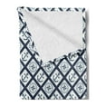 thumbnail image 2 of Navy Soft Flannel Fleece Blanket, Nautical Pattern with Anchor and Windrose in Rope Stripes Navigation Sea Adventure, Cozy Plush for Indoor and Outdoor Use, 60" x 80", Indigo White, by Ambesonne, 2 of 5