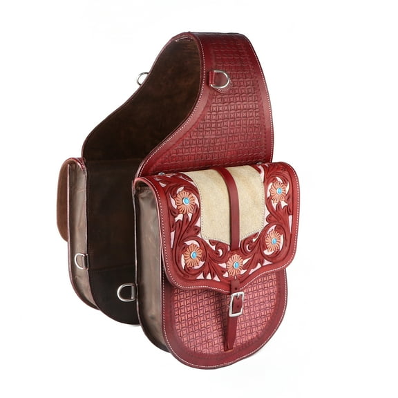 Horse Western Floral Tooled Saddle Trail Riding Leather Cantle Bag 102BT02