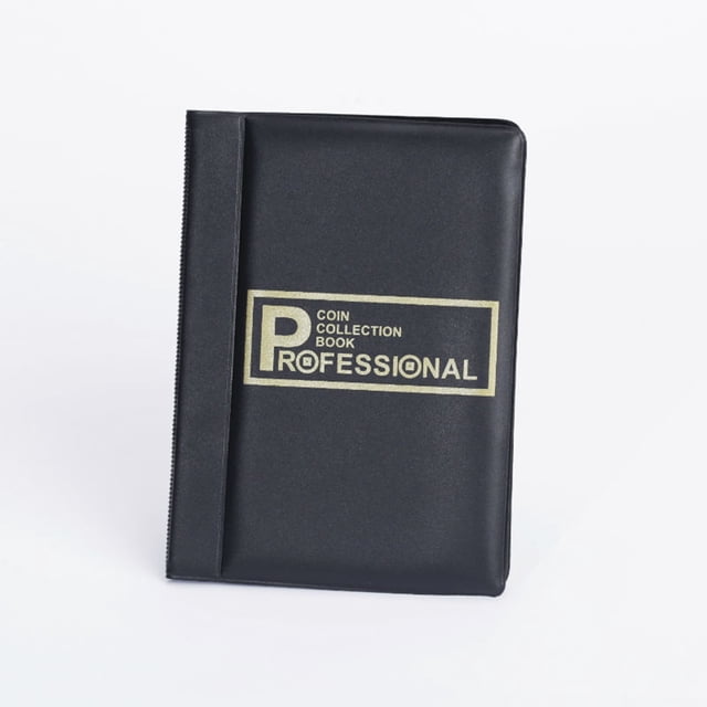 Bearachild Libro de almacenamiento de monedas de PVC portátil 10 páginas 120 rejilla Rectangular altas transparencias impermeable a prueba de polvo Almacenamiento y organización del hogar Negro Bearachild HA073817-04
