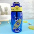 thumbnail image 3 of Cute Cartoon Children Transparent Plastic Leakproof Water Bottle Protable Sippy Cups(Blue Rocket), 3 of 4