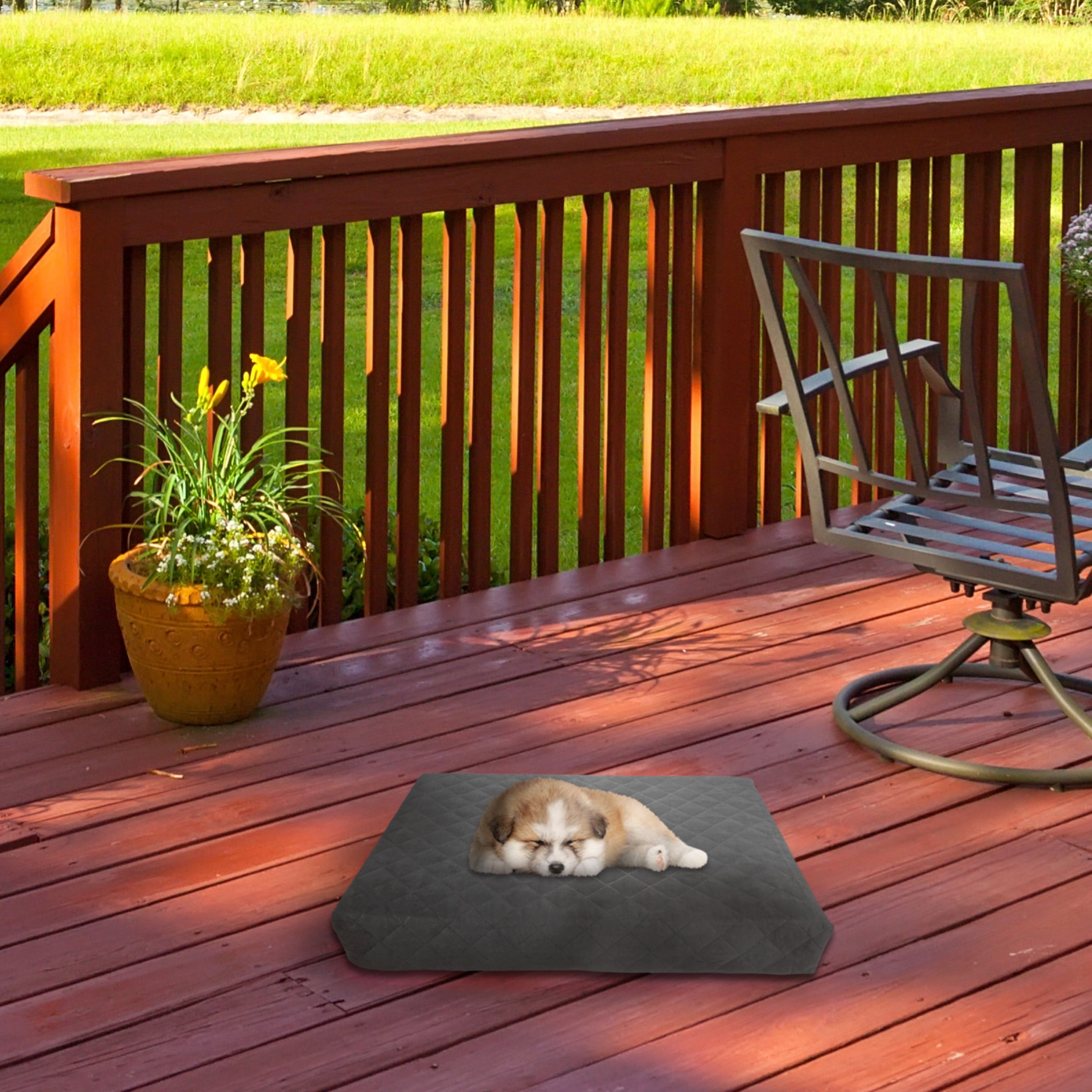 Petmaker Waterproof Memory Foam Pet Bed- Indoor Outdoor Dog Bed With 