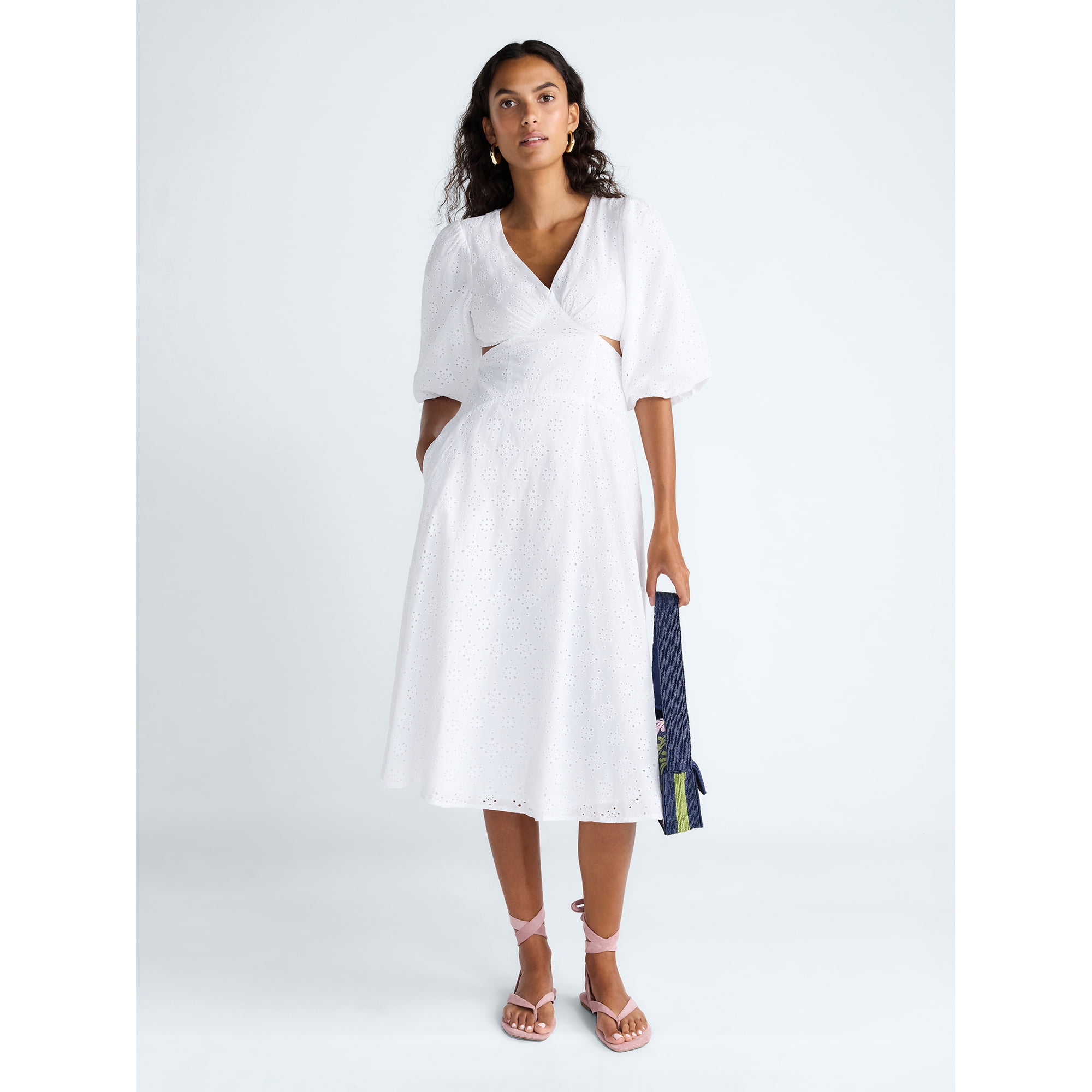Scoop Women's Eyelet Cutout Cotton Midi Dress, Sizes 0-18