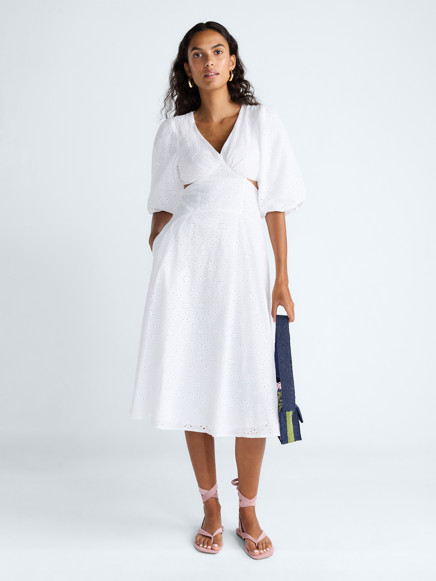 Scoop Women's Eyelet Cutout Cotton Midi Dress, Sizes 0-18