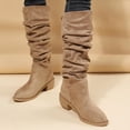thumbnail image 4 of Yeahitch Womens Boots Mid Calf Low Heel Womens Winter Boots Round Toe Chunky Heel Warm Comfortable Tall Boots, 4 of 6