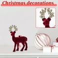 thumbnail image 6 of Burgundy Flocked Reindeer Christmas Table Decor – Velvet Standing Deer Figurine, Elegant Holiday Desktop Ornament for Living Room, Fireplace, Mantel & Home Xmas Decorations, 6 of 8