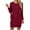 Red, variant on Kaemgyyd Dress for Women Casual Ruched Bodycon Mini Dress Long Sleeve Crew Neck Solid Tie Waist Short Dresses