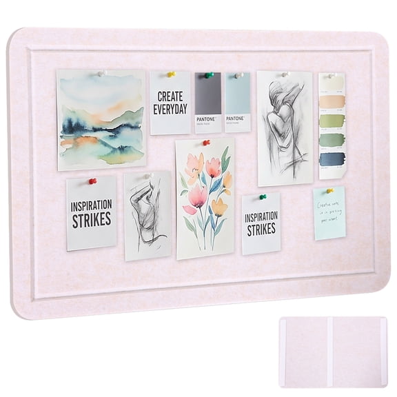 Bulletin Board 15.75x23.62 in Felt Notice Pin Cork Board Self Adhesive Pushpin Panel Foldable Photo Panel for School Kitchen Office Wall(Beige)