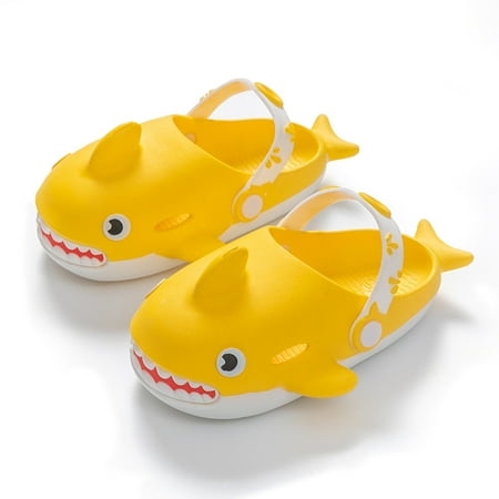 

BESTHUA Unisex Cute Shark Slippers | Non-Slip Cartoon Slippers | Lightweight Sole Sandals for Boys Girls Soft Sole Gym Shoes Beach Shoes