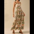 thumbnail image 4 of Vestido Maxi Floral de Verano 2025 para Mujer, Sin Mangas, con Tirantes Finos, Estampado, Fruncido, Estilo Bohemio, para Playa Verde L, 4 of 6