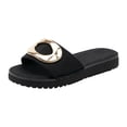 thumbnail image 5 of Rokment Women's Metallic Silver Buckles Platform Memory Foam Slippers for Indoor Outdoor Fashion Casual Cloud Comfortable Arch Support Walking Slip on Slides Beach Sandals Black Size 6, 5 of 6