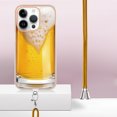 thumbnail image 5 of for iPhone 14 Pro Crossbody Strap Phone Case, Anti-Fall Pattern Clear Design Transparent Soft & Flexible TPU Drop and Shockproof Protective Cover with Adjustable Nylon Neck Strap, Draft Beer, 5 of 7