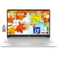 thumbnail image 1 of HP 15.6" FHD Touchscreen Laptop, Intel Core i7 1255U Processor, 64GB RAM, 2TB PCIe SSD, Intel Iris Xe Graphics, Number Pad, Wi-Fi 5, HD Camera, Windows 11, Silver, 32GB Hotface USB Card, 1 of 7