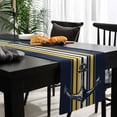thumbnail image 4 of Nautical Anchor Cotton Linen Table Extra Long Runner 13 x 120 inch Navy Blue Yellow Striped Farmhouse Ombre Non-slip Rectangular Dining Table Decor for Wedding Party Holiday Dinner, 4 of 8
