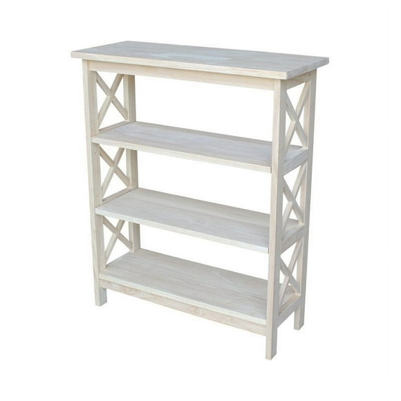 International Concepts Unfinished Wood X-Sided 3 Shelf Open Bookcase