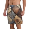 thumbnail image 2 of Susaid Rustic Tile Pattern Print Men's Swim Trunks Hawaiian Bathing Mesh Lining Suit Swimsuits Beach Shorts with Pockets-Medium, 2 of 6