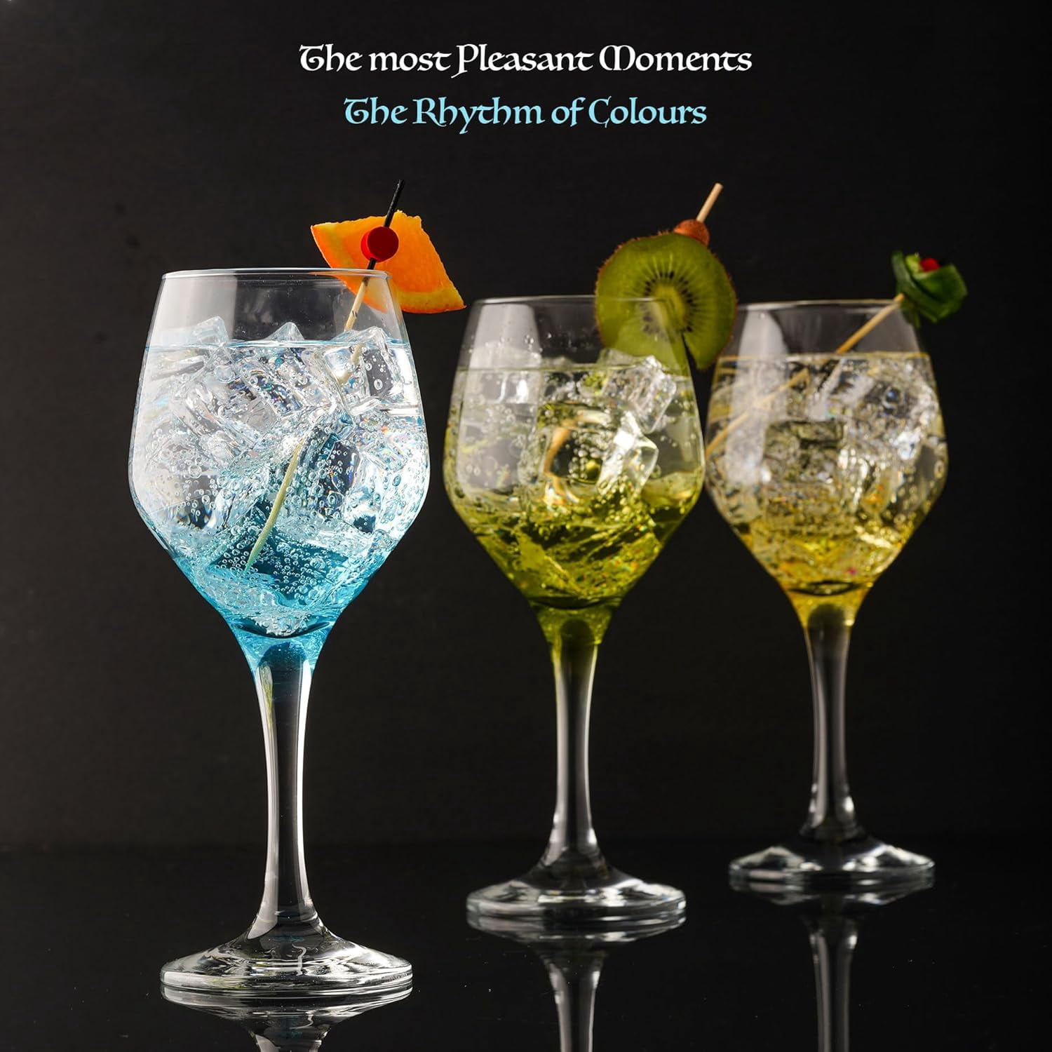 Colored Wine Glasses, Champagne, Cocktail, Martini, Coupe Glasses, Aperol Spritz Glasses, Long Stem Glassware Set of 6 (11oz/330ml)