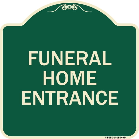 SignMission Designer Series Sign - Entrance Sign Funeral Home Entrance | Green & Tan 18" X 18" Heavy-Gauge Aluminum Architectural Sign | Protect Your Business & Municipality | Made in