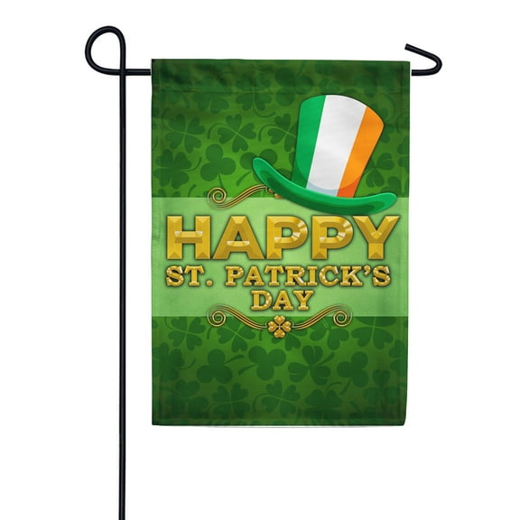 America Forever Happy St Patrick's Day Leprechaun Hat Garden Flag Luck of the Irish Shamrock Lucky Clovers 12.5 x 18 Inch Double Sided Outdoor Yard St Patricks Day Decorations
