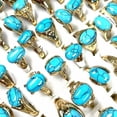 thumbnail image 5 of K-KED 40pcs New Fashion Mixed Lots Natural Stone Turquoise Gold P Unisex Rings, 5 of 6