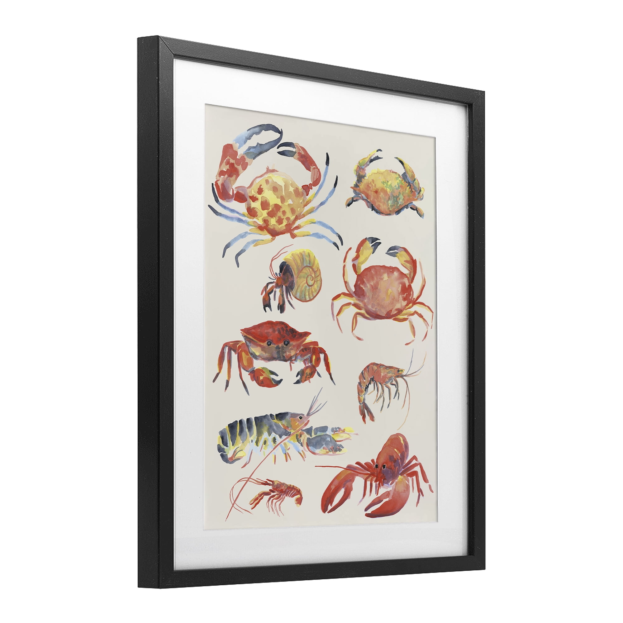 Stupell Industries Nautical Crustacean Collection Black Framed Print Under Glass, design by June Erica Vess