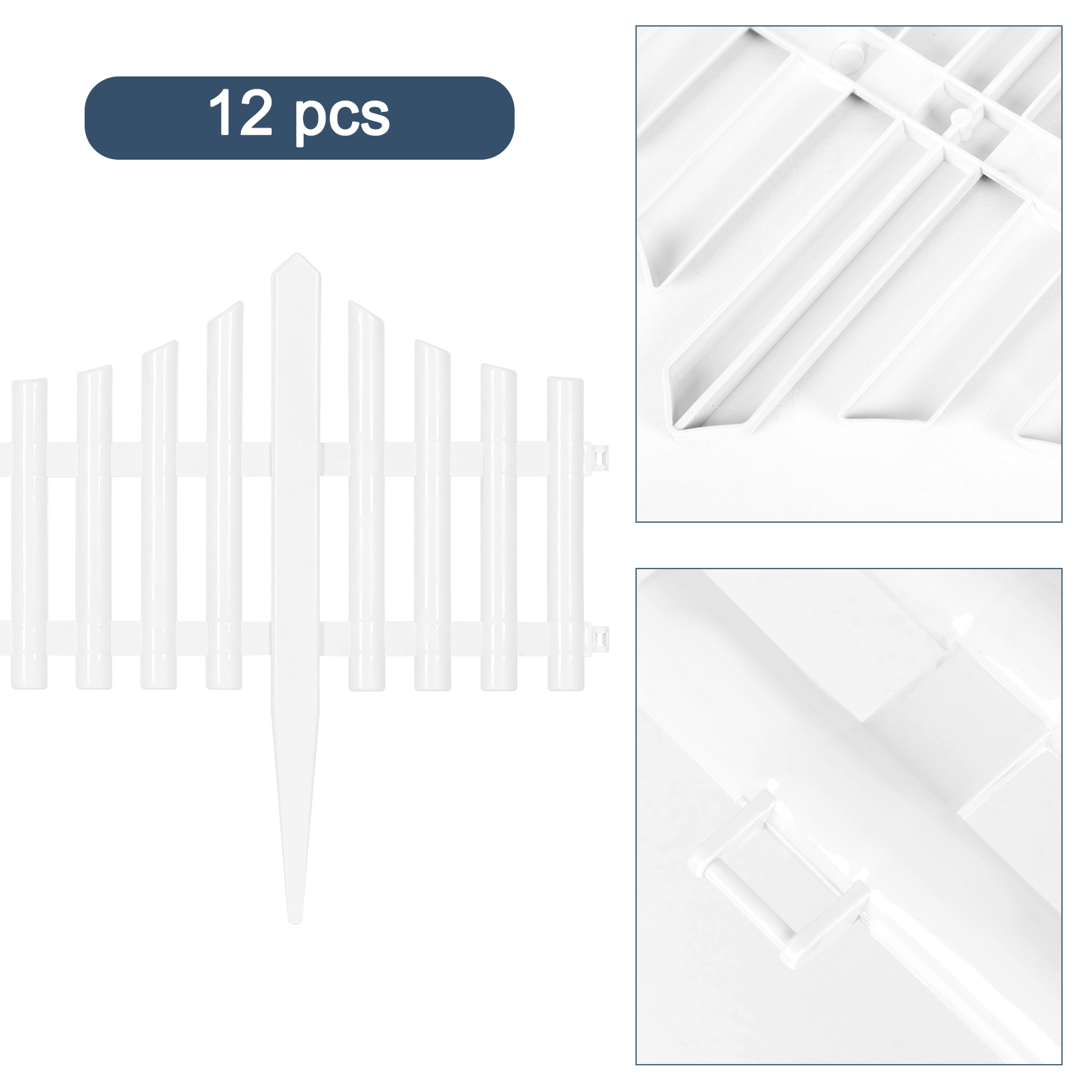 Plastic Decorative Garden Fence, 13.2 in (H) x 22.5 FT (L) Outdoor Patio Garden Animal Barrier White