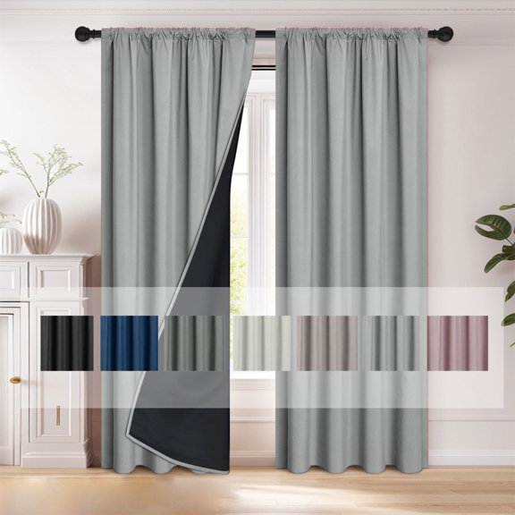 Bxaolu Blackout Curtains for Bedroom 78.75" Long - Thermal Insulated Black Out Curtains Room Darkening Rod Pocket Window Curtains for Living Room, Each Drape Panel 39.37" Wide, Gray[1 Panel]