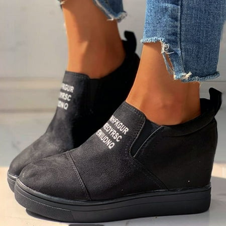 

FZM Women shoes Women s Ladies Wedges Shoes Suede Letter Pattern Casual Sneakers Ankle Boots
