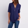thumbnail image 2 of Women's Loose Chiffon Shirt - Long Sleeves, Zipper Detail, Plus Size Button Top, 2 of 4