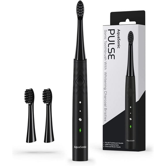 AquaSonic Pulse Electric Toothbrush, Teeth Whitening Bristles, Black