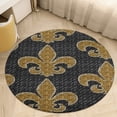 thumbnail image 6 of Black And Gold Fleur De Lis Round Carpet Circle Rug Outdoor Patio Area Rug Washable Large Area Rugs Hallway Room Decor Fitness Mats, 6 of 8