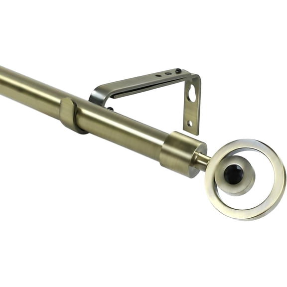 Urbanest Adjustable Single Curtain Rod Set Stella Finials – 3/4-Inch Diameter, With Antique Brass Rod, 48–84 Inches