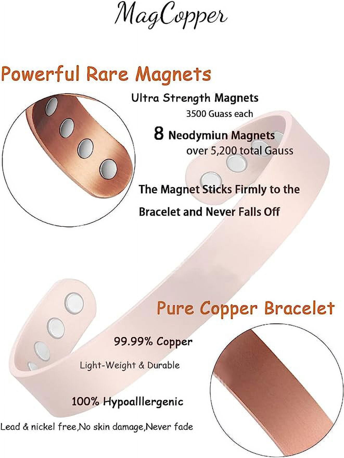 6.5'' Pure Copper Bracelets for Women Men, Fashion Cuff Copper Bangle, Gift for Dad&Mom,CPB-0946A