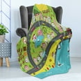 thumbnail image 4 of City Soft Flannel Fleece Throw Blanket, Landscape of Urban and Suburbs with Colorful City Elements Skyscrapers and Highways, Cozy Plush for Indoor and Outdoor Use, 70" x 90", Multicolor, by Ambesonne, 4 of 5