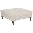 thumbnail image 2 of SAFAVIEH Clark Classic Glam Tufted Cocktail Ottoman w/ Casters, Taupe, 2 of 6