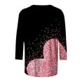 thumbnail image 5 of Joau Valentine's Day 3/4 Length Sleeve Womens Tops Crew Neck Loose Casual Blouses Heart Print Tunic Tops Graphic Tees Shirts Gifts for Women, 5 of 5