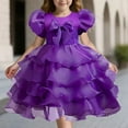 thumbnail image 2 of Gubotare Toddler Dresses for Girl Tulle Flower Girl Dress for Wedding Floral Pageant Dress with Train Princess Ball Gown for Girls,Purple 6-7 Years, 2 of 9