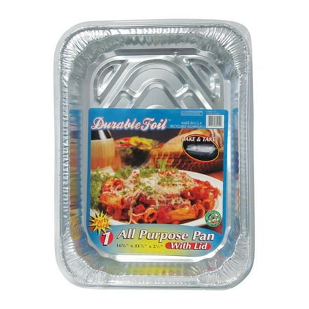 

Home Plus 11.87 x 16.62 in. Durable Foil All Purpose Pan with Lid - Silver- pack of 12