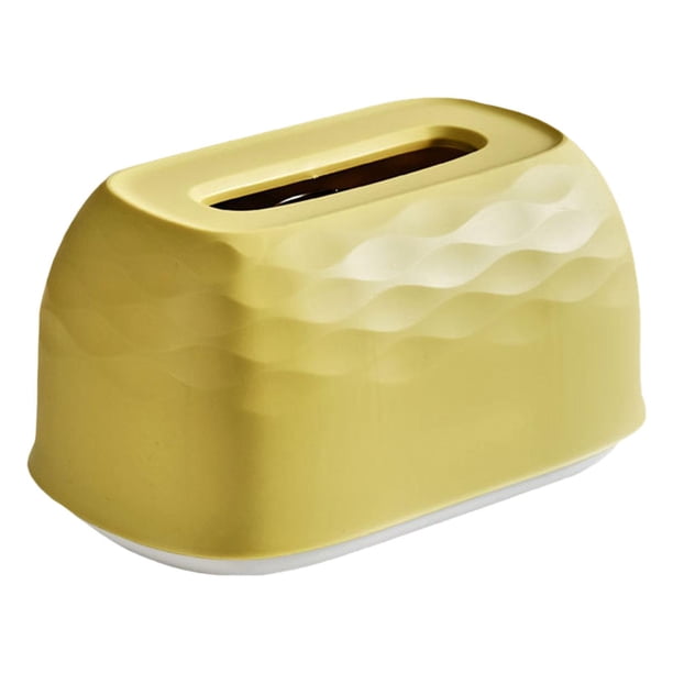 Caja de pañuelos moderna rectangular para decoración de dormitorio y coche. Amarillo