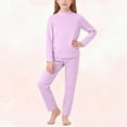 thumbnail image 2 of LEKWK 2-Piece Thermal Underwear Set for Little Girls Mock Neck Long Sleeve Top Leggings Winter Base Layer Warm Fleece Lined Sleepwear Snug Fit, 2 of 7